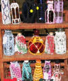 A sample collection of Moira's crochet bottles.