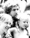 Photo of Stew and his young family, taken at a folk festival in 1971